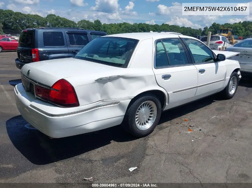 2002 Mercury Grand Marquis Ls VIN: 2MEFM75W42X610457 Lot: 39804961