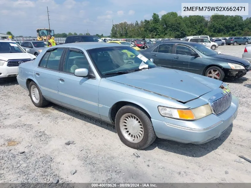 2002 Mercury Grand Marquis Ls VIN: 2MEFM75W52X662471 Lot: 40019526