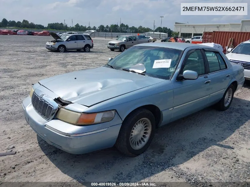 2002 Mercury Grand Marquis Ls VIN: 2MEFM75W52X662471 Lot: 40019526