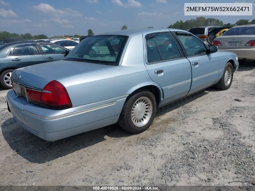 2002 Mercury Grand Marquis Ls VIN: 2MEFM75W52X662471 Lot: 40019526