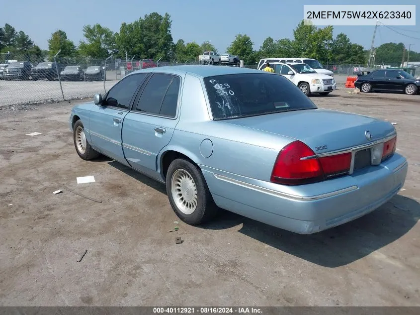 2002 Mercury Grand Marquis Ls VIN: 2MEFM75W42X623340 Lot: 40112921