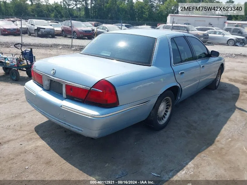 2002 Mercury Grand Marquis Ls VIN: 2MEFM75W42X623340 Lot: 40112921