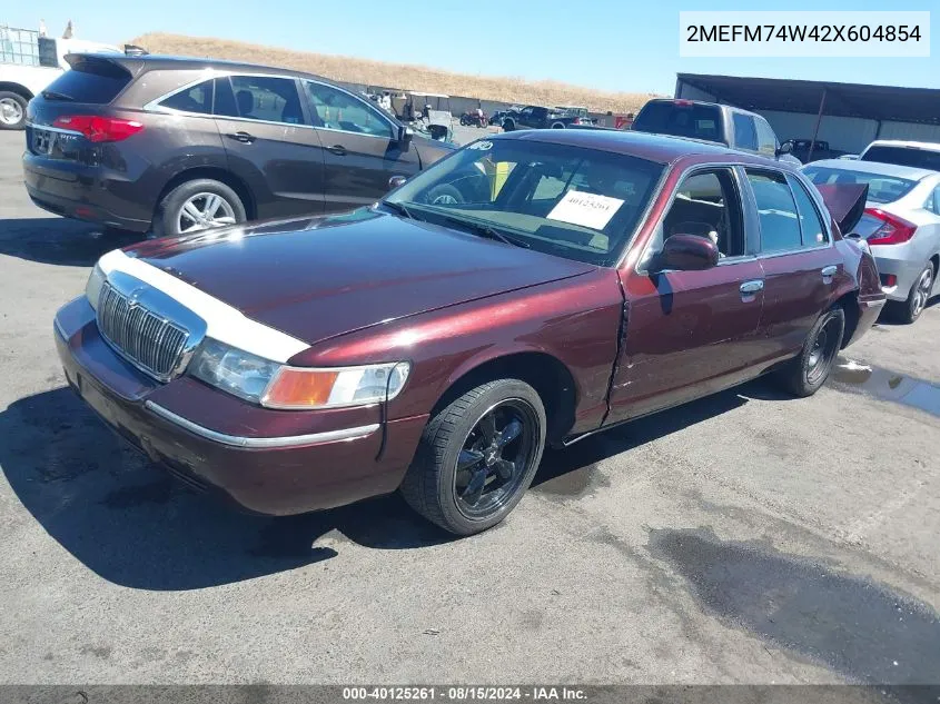 2002 Mercury Grand Marquis Gs VIN: 2MEFM74W42X604854 Lot: 40125261