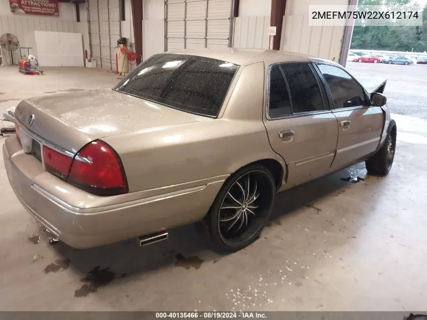 2002 Mercury Grand Marquis Ls VIN: 2MEFM75W22X612174 Lot: 40135466