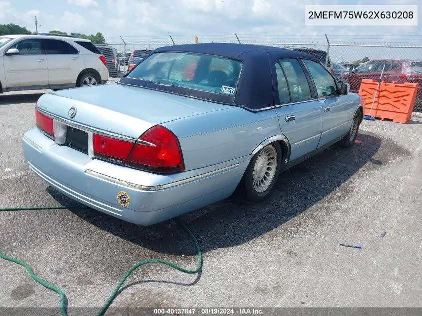 2002 Mercury Grand Marquis Ls VIN: 2MEFM75W62X630208 Lot: 40137847