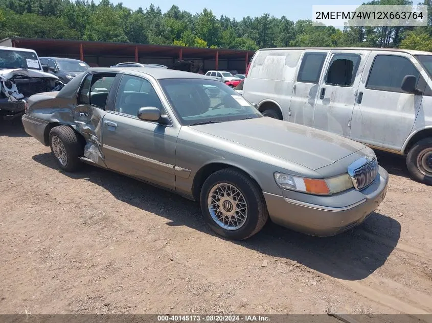 2002 Mercury Grand Marquis Gs VIN: 2MEFM74W12X663764 Lot: 40145173