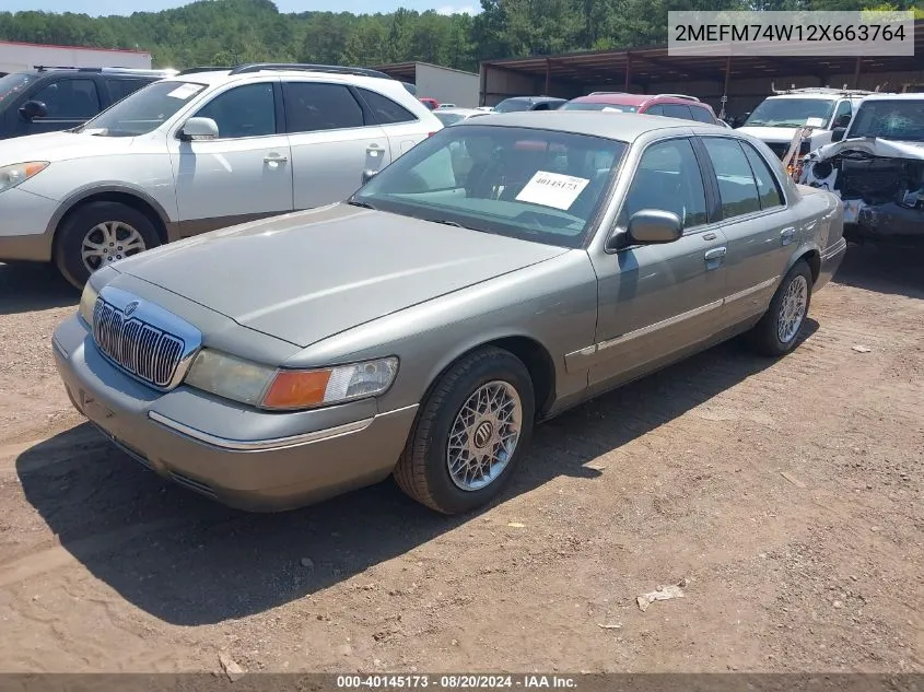 2002 Mercury Grand Marquis Gs VIN: 2MEFM74W12X663764 Lot: 40145173