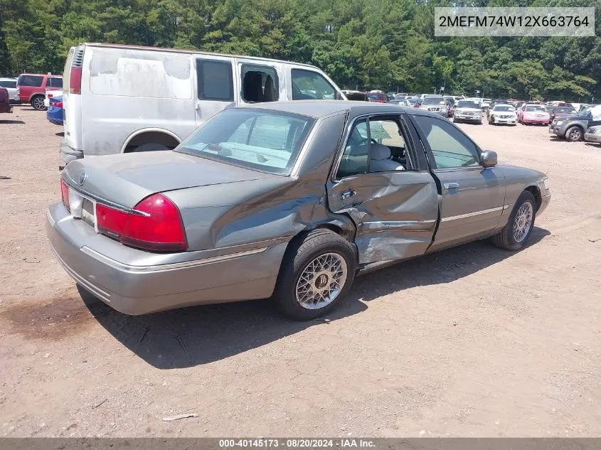 2002 Mercury Grand Marquis Gs VIN: 2MEFM74W12X663764 Lot: 40145173