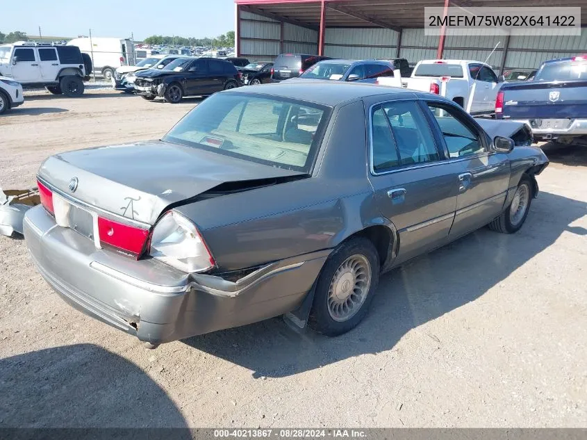 2002 Mercury Grand Marquis Ls VIN: 2MEFM75W82X641422 Lot: 40213867