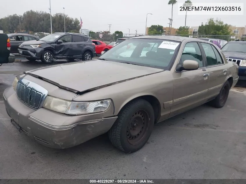 2002 Mercury Grand Marquis Gs VIN: 2MEFM74W12X603516 Lot: 40229297