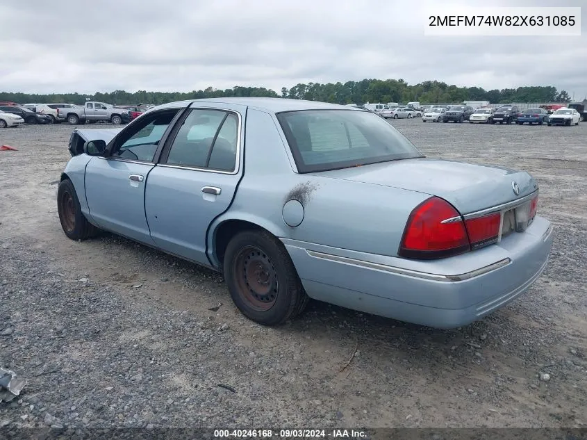 2002 Mercury Grand Marquis Gs VIN: 2MEFM74W82X631085 Lot: 40246168