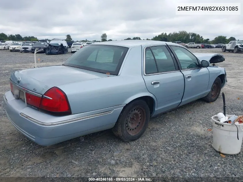 2002 Mercury Grand Marquis Gs VIN: 2MEFM74W82X631085 Lot: 40246168