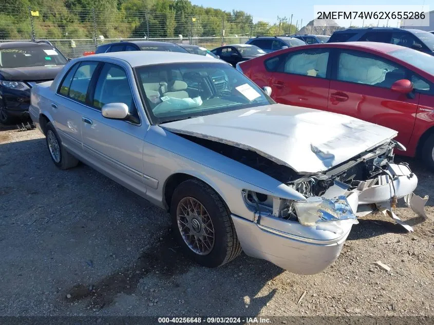 2002 Mercury Grand Marquis Gs VIN: 2MEFM74W62X655286 Lot: 40256648