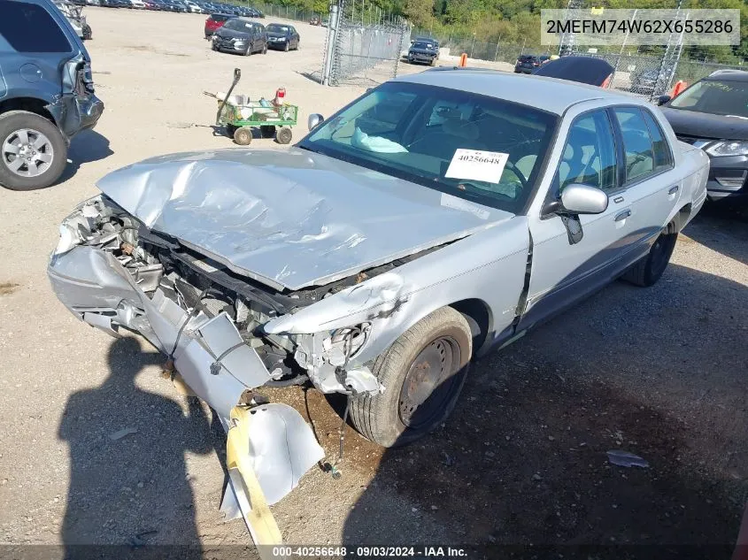 2002 Mercury Grand Marquis Gs VIN: 2MEFM74W62X655286 Lot: 40256648