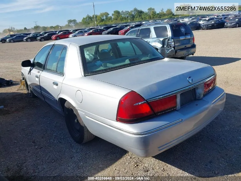 2002 Mercury Grand Marquis Gs VIN: 2MEFM74W62X655286 Lot: 40256648