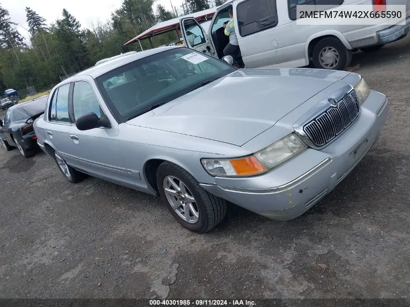 2002 Mercury Grand Marquis Gs VIN: 2MEFM74W42X665590 Lot: 40301985