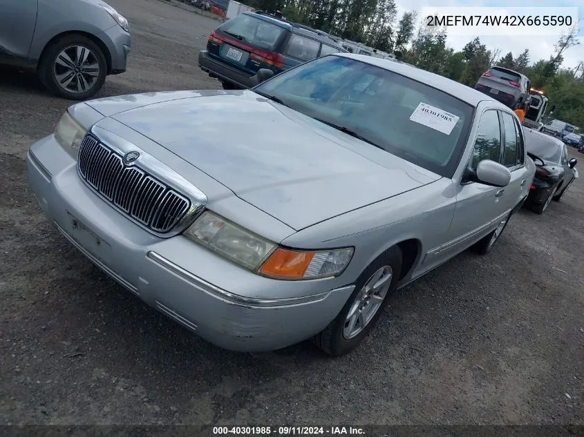 2002 Mercury Grand Marquis Gs VIN: 2MEFM74W42X665590 Lot: 40301985