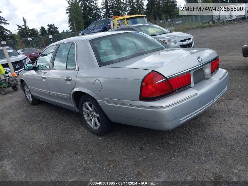 2002 Mercury Grand Marquis Gs VIN: 2MEFM74W42X665590 Lot: 40301985