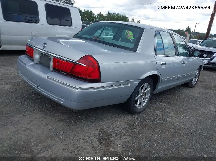 2002 Mercury Grand Marquis Gs VIN: 2MEFM74W42X665590 Lot: 40301985