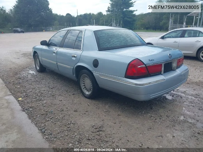 2002 Mercury Grand Marquis Ls VIN: 2MEFM75W42X628005 Lot: 40393818