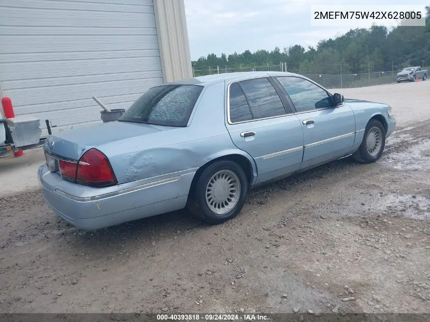 2002 Mercury Grand Marquis Ls VIN: 2MEFM75W42X628005 Lot: 40393818