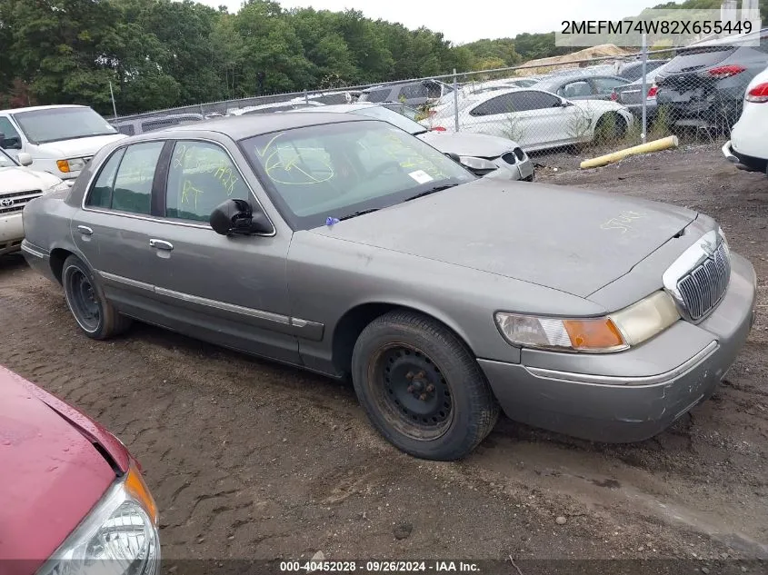 2002 Mercury Grand Marquis Gs VIN: 2MEFM74W82X655449 Lot: 40452028