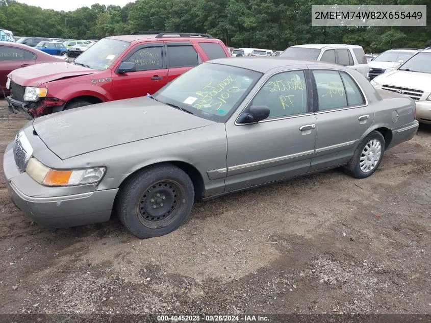 2002 Mercury Grand Marquis Gs VIN: 2MEFM74W82X655449 Lot: 40452028