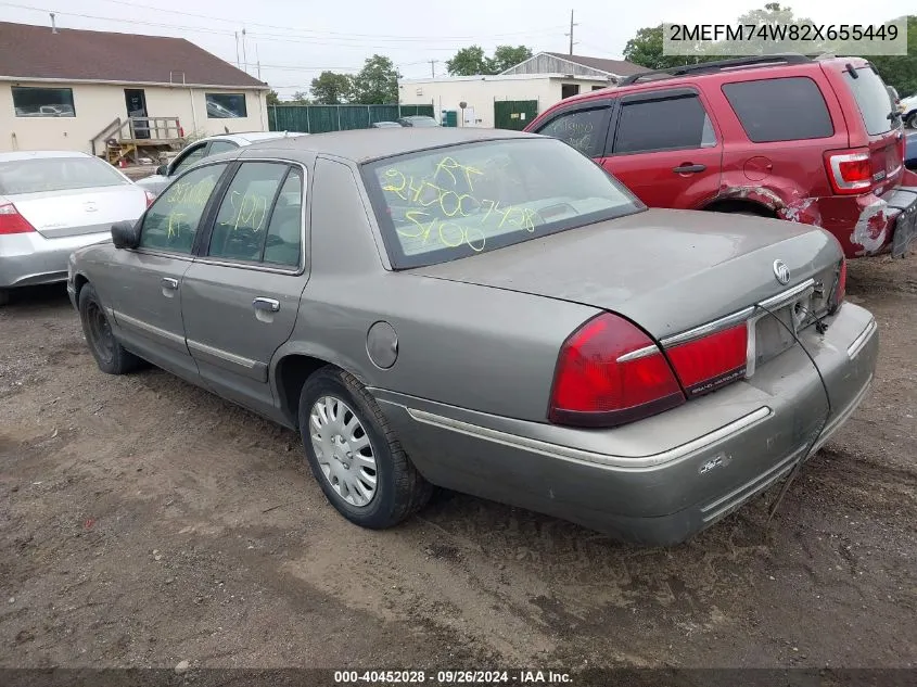 2002 Mercury Grand Marquis Gs VIN: 2MEFM74W82X655449 Lot: 40452028