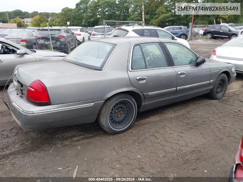 2002 Mercury Grand Marquis Gs VIN: 2MEFM74W82X655449 Lot: 40452028