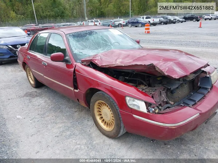 2002 Mercury Grand Marquis Ls VIN: 2MEFM75W42X651882 Lot: 40468049