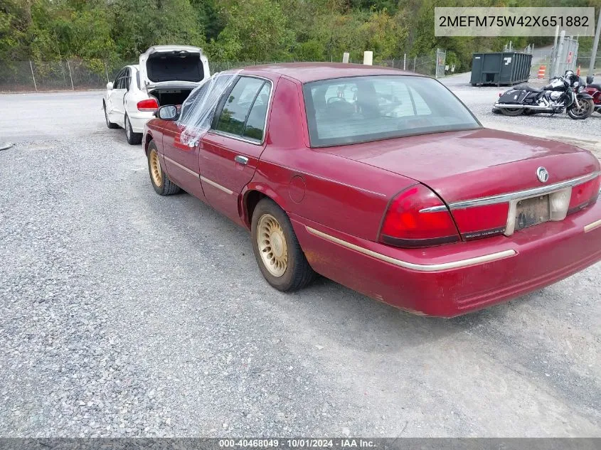 2002 Mercury Grand Marquis Ls VIN: 2MEFM75W42X651882 Lot: 40468049