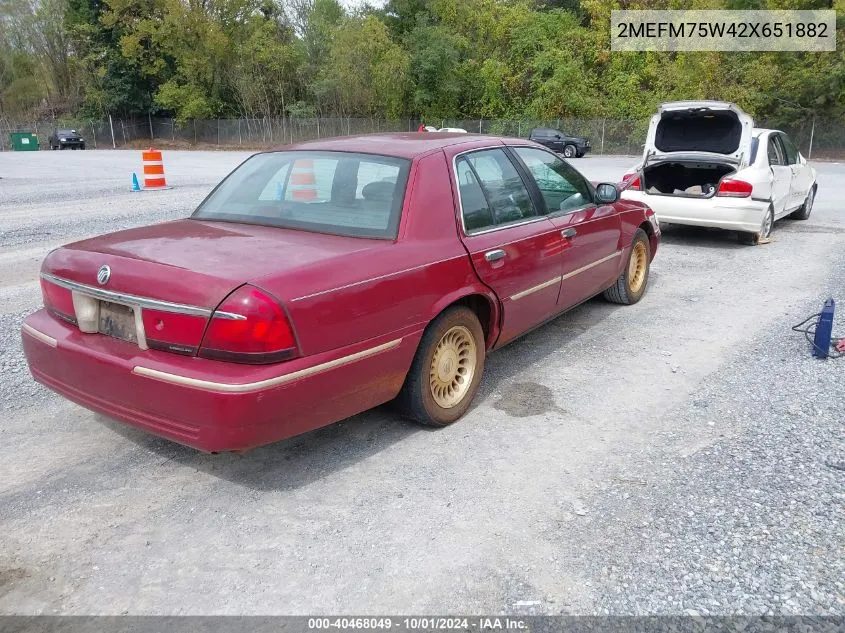 2002 Mercury Grand Marquis Ls VIN: 2MEFM75W42X651882 Lot: 40468049