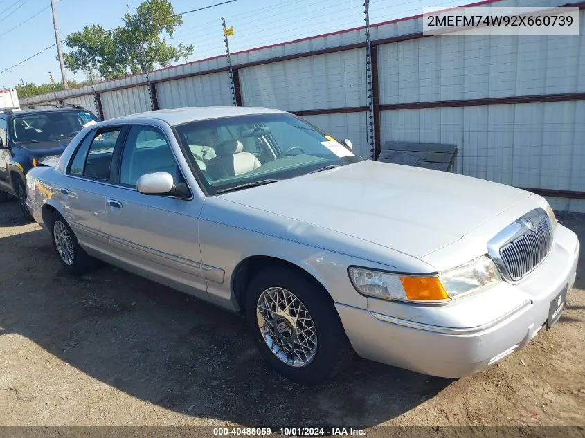 2002 Mercury Grand Marquis Gs VIN: 2MEFM74W92X660739 Lot: 40485059