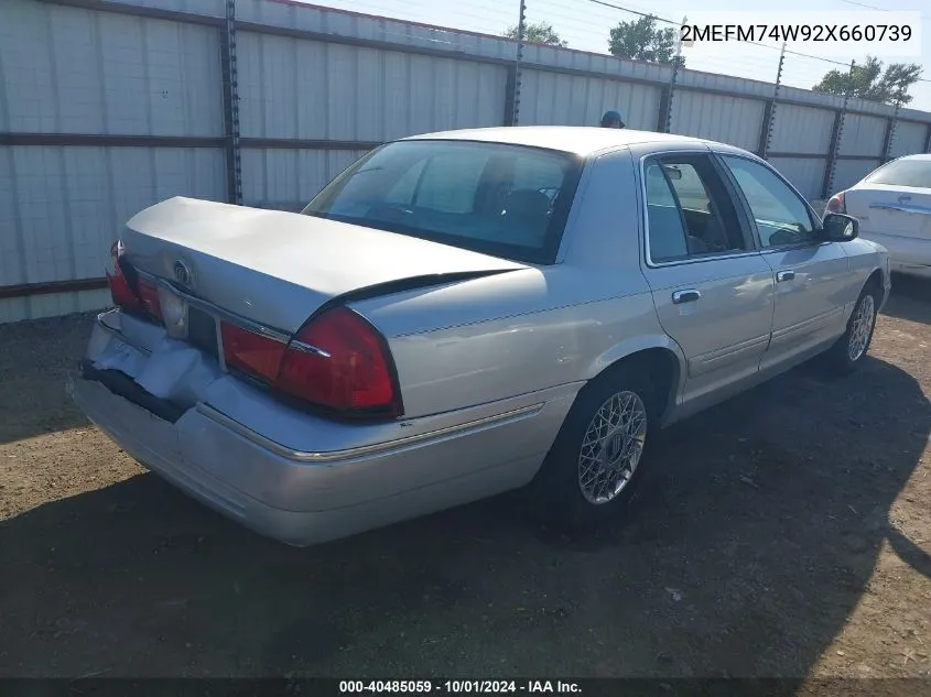 2002 Mercury Grand Marquis Gs VIN: 2MEFM74W92X660739 Lot: 40485059