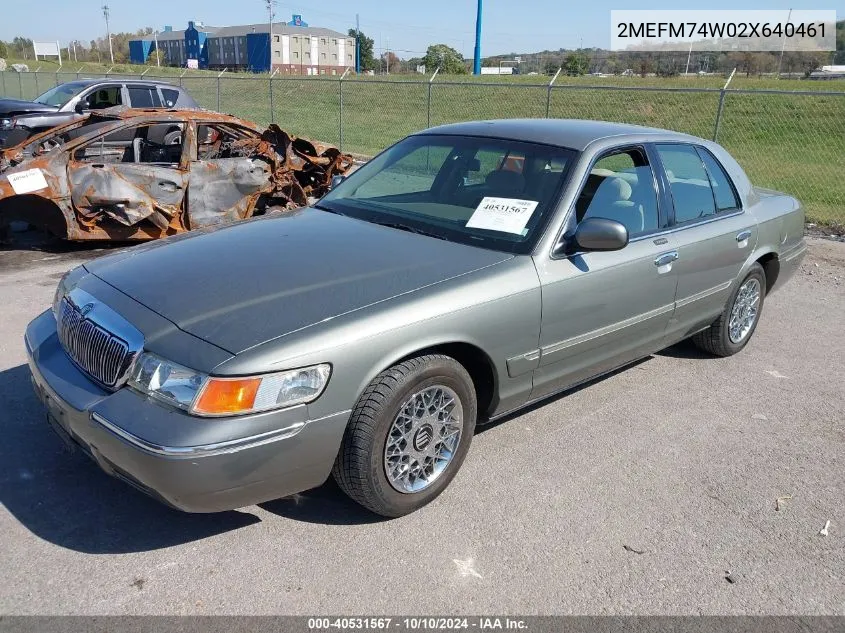 2002 Mercury Grand Marquis Gs VIN: 2MEFM74W02X640461 Lot: 40531567