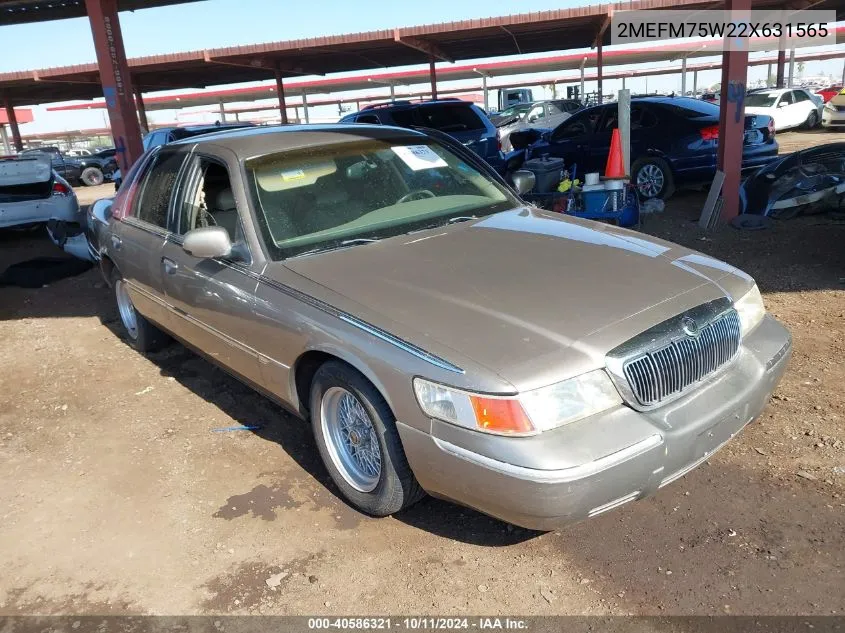 2002 Mercury Grand Marquis Ls VIN: 2MEFM75W22X631565 Lot: 40586321