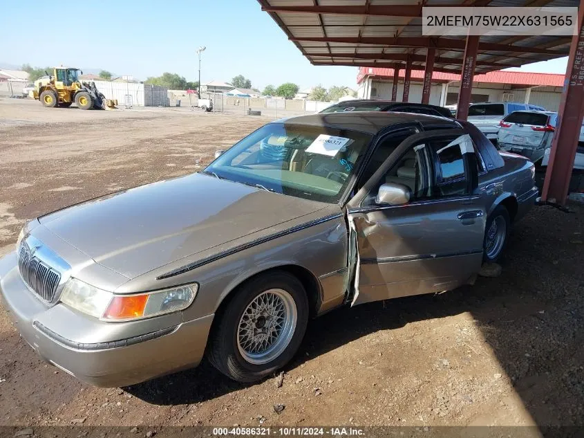 2002 Mercury Grand Marquis Ls VIN: 2MEFM75W22X631565 Lot: 40586321