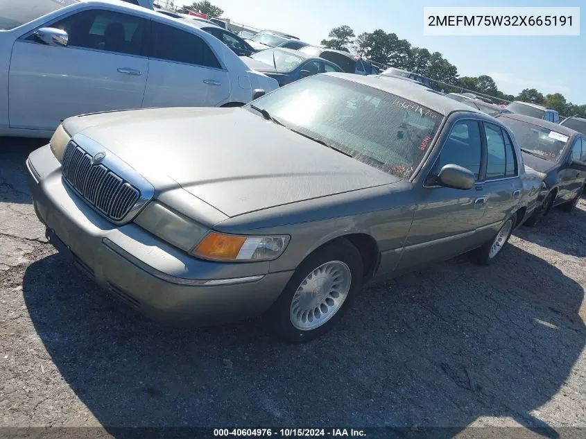 2002 Mercury Grand Marquis Ls VIN: 2MEFM75W32X665191 Lot: 40604976