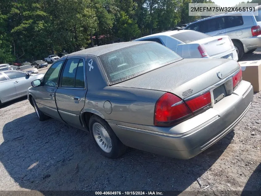 2002 Mercury Grand Marquis Ls VIN: 2MEFM75W32X665191 Lot: 40604976