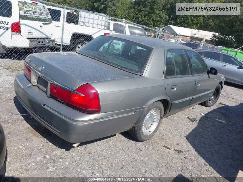 2002 Mercury Grand Marquis Ls VIN: 2MEFM75W32X665191 Lot: 40604976