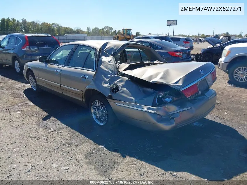 2002 Mercury Grand Marquis Gs VIN: 2MEFM74W72X627271 Lot: 40622783