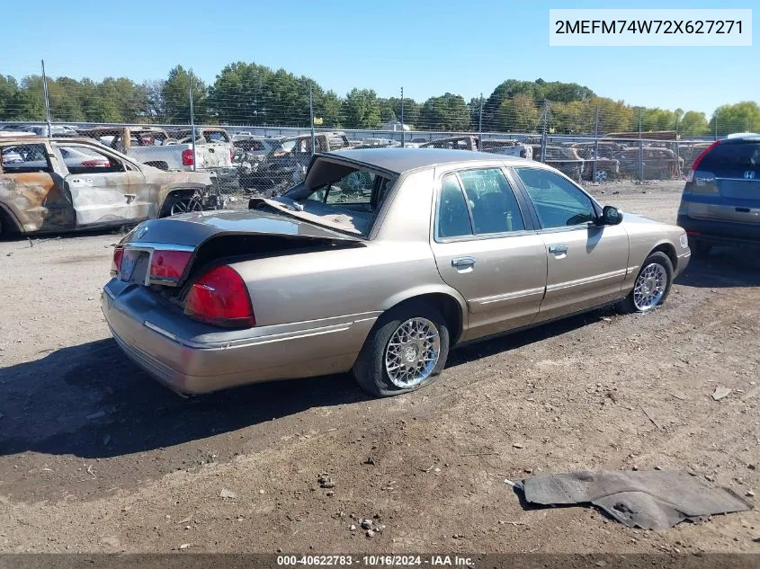 2002 Mercury Grand Marquis Gs VIN: 2MEFM74W72X627271 Lot: 40622783