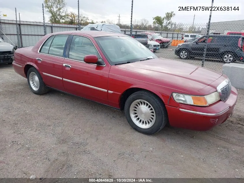 2002 Mercury Grand Marquis Ls VIN: 2MEFM75W22X638144 Lot: 40645625