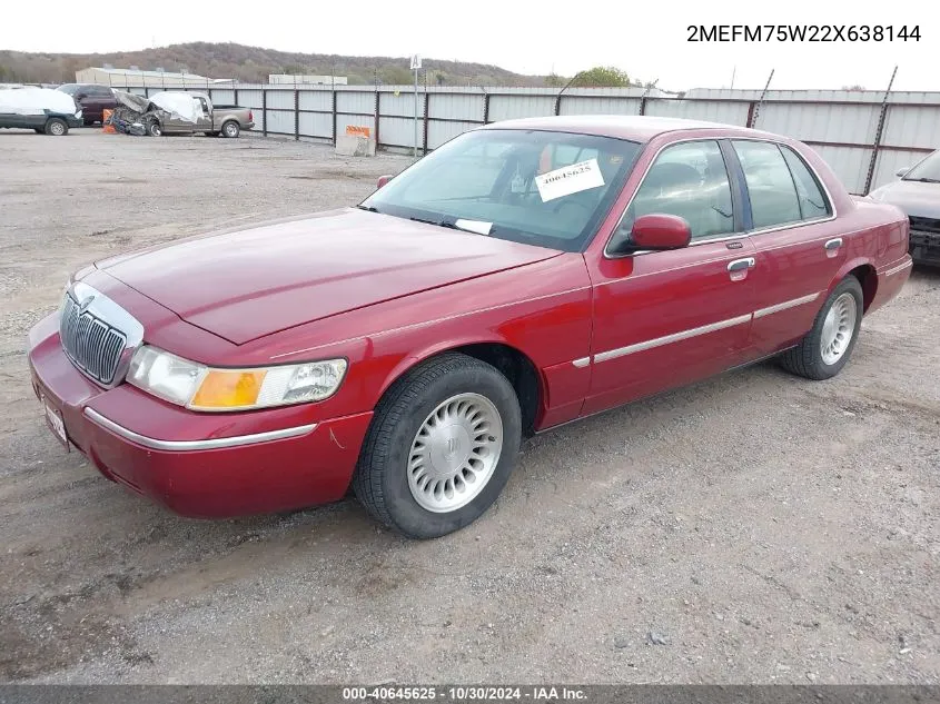 2002 Mercury Grand Marquis Ls VIN: 2MEFM75W22X638144 Lot: 40645625