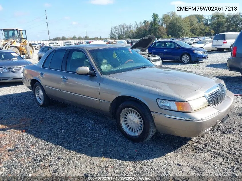 2002 Mercury Grand Marquis Ls VIN: 2MEFM75W02X617213 Lot: 40732761