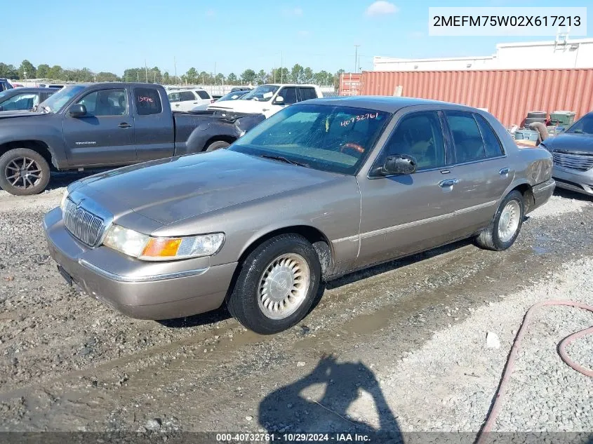 2002 Mercury Grand Marquis Ls VIN: 2MEFM75W02X617213 Lot: 40732761