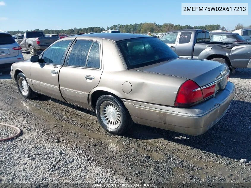 2002 Mercury Grand Marquis Ls VIN: 2MEFM75W02X617213 Lot: 40732761