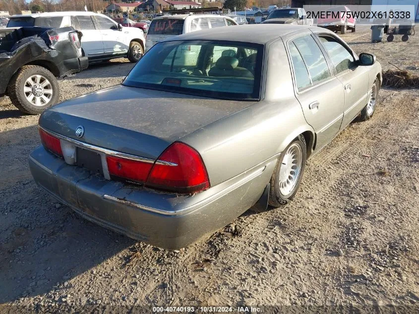 2002 Mercury Grand Marquis Ls VIN: 2MEFM75W02X613338 Lot: 40740193