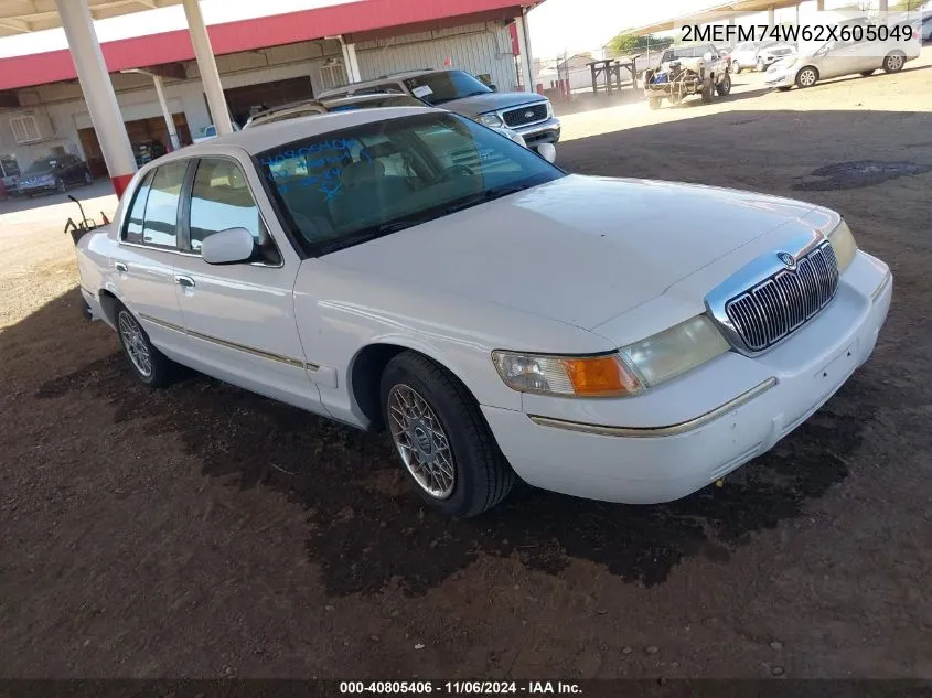 2002 Mercury Grand Marquis Gs VIN: 2MEFM74W62X605049 Lot: 40805406