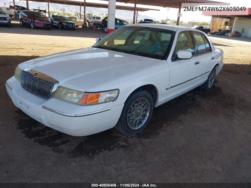 2002 Mercury Grand Marquis Gs VIN: 2MEFM74W62X605049 Lot: 40805406